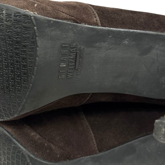 Stuart Weitzman Knee High Stretch Platform Boots SZ 9 Womens Brown Tall Stiletto - Picture 9 of 12